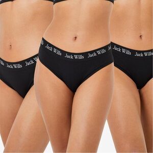Jack Wills Womens/Ladies Repeat Logo Briefs (Pack of 3) / Black